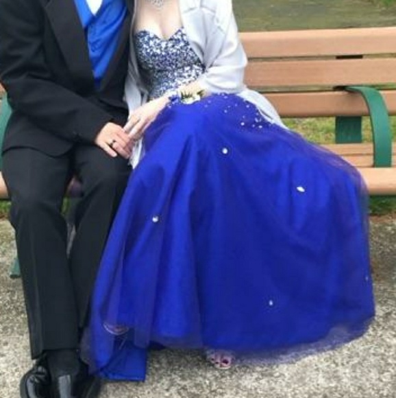 Royal Blue Strapless Prom Dress - Picture 7 of 7